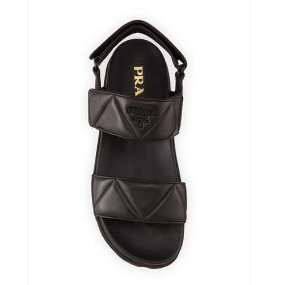 Prada Padded Quilted Leather Sport Black Sandals | Size 39 - Picture 6 of 15